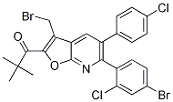 1-(6-(4-broMo-2-chlorophenyl)-3-(broMoMethyl)-5-(4-chlorophenyl)furo[2,3-b]pyridin-2-yl)-2,2-diMethylpropan-1-one结构式