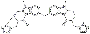 Structure of 6,6’-Methylenebis[(2RS)-9-methyl-3-[(2-methyl-1H-imidazol-1-yl)methyl]-1,2,3,9-tetrahydro-4H-carbazol-4-one)(Ondansetron Impurity B)
