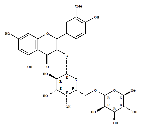 Structure of isorhamnetin 3-O-alpha-rhamnopyranosyl-(1-2)-beta-galactopyranoside