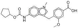 Structure of 4-[[5-[[cyclopentyloxy)carbonyl]amino]-1-methylindol-3-yl]methyl]-3-methoxybenzoic acid