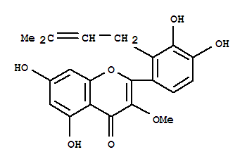 Structure of 4H-1-Benzopyran-4-one,2-[3,4-dihydroxy-2-(3-methyl-2-buten-1-yl)phenyl]-5,7-dihydroxy-3-methoxy-