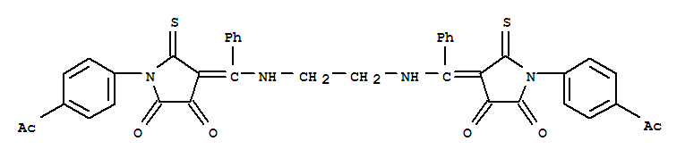 (4E)-1-(3-acetylphenyl)-4-[[2-[[(E)-[1-(3-acetylphenyl)-4,5-dioxo-2-su lfanylidene-pyrrolidin-3-ylidene]-phenyl-methyl]amino]ethylamino]-phen yl-methylidene]-5-sulfanylidene-pyrrolidine-2,3-dione结构式