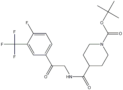 Structure of tert-butyl 4-(2-(4-fluoro-3-(trifluoromethyl)phenyl)-2-oxoethylcarbamoyl)piperidine-1-carboxylate
