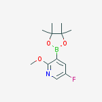 Structure of 5-fluoro-2-methoxy-3-(4,4,5,5-tetramethyl-1,3,2-dioxaborolan-2-yl)pyridine