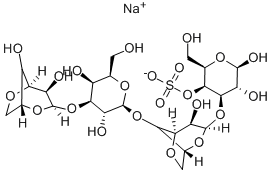 O-3,6-脱水-ALPHA-D-吡喃半乳糖基-(1-3)-O-BETA-D-吡喃半乳糖基-(1-4)-O-3,6-脱水-ALPHA-D-吡喃半乳糖基-(1-3)-D-半乳糖 4-(硫酸氢酯)单钠盐结构式
