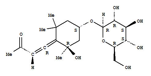 3-buten-2-one, 4-[(1R,2R,4S)-4-(beta-D-glucopyranosyloxy)-2-hydroxy-2,6,6-trimethylcyclohexylidene]-, (3R)-结构式
