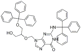 6H-Purin-6-one,1,9-dihydro-9-[[1-(hydroxymethyl)-2-(triphenylmethoxy)ethoxy]methyl]-2-[(triphenylmethyl)amino]-结构式