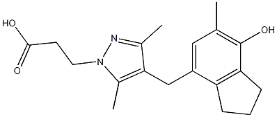 Structure of 3-(4-((7-hydroxy-6-methyl-2,3-dihydro-1H-inden-4-yl)methyl)-3,5-dimethyl-1H-pyrazol-1-yl)propanoic acid