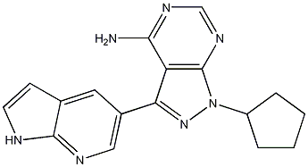 Structure of 1-Cyclopentyl-3-(1H-pyrrolo[2,3-b]pyridin-5-yl)-1H-pyrazolo[3,4-d]pyrimidin-4-amine