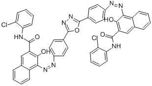 Structure of 4,4-[1,3,4-OXADIAZOLE-2,5-DIYLBIS(4,1-PHENYLENEAZO)] BIS[N-(2-CHLOROPHENYL)-3-HYDROXY-2-NAPHTHALENECARBOXAMIDE