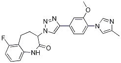 6-fluoro-3-(4-(3-methoxy-4-(4-methyl-1H-imidazol-1-yl)phenyl)-1H-1,2,3-triazol-1-yl)-4,5-dihydro-1H-benzo[b]azepin-2(3H)-one结构式