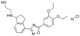 2-(4-(5-(3,4-Diethoxyphenyl)-1,2,4-oxadiazol-3-yl)-2,3-dihydro-1H-inden-1-ylamino)ethanolhydrochloride结构式