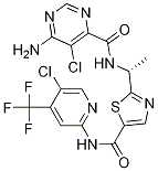 6-氨基-5-氯-N-[(1R)-1-[5-[[[5-氯-4-(三氟甲基)-2-吡啶基]氨基]羰基]-2-噻唑基]乙基]-4-嘧啶甲酰胺结构式