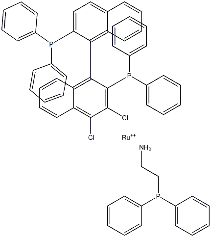 Structure of Dichloro[(R)-bis(diphenylphosphino)-1,1-binaphthyl][2-(diphenylphosphino)ethylamine]ruthenium(II), min. 97%