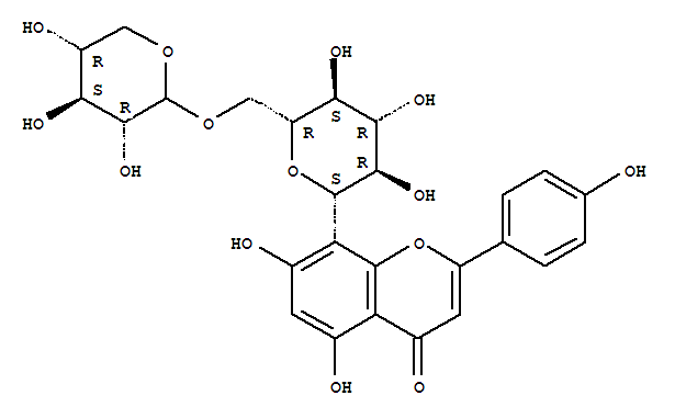 Structure of 4H-1-Benzopyran-4-one,5,7-dihydroxy-2-(4-hydroxyphenyl)-8-(6-O-D-xylopyranosyl-b-D-glucopyranosyl)-