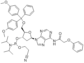Structure of 5-O-(4,4-DIMETHOXYTRITYL)-N6-PHENOXYACETYL-2-DEOXYADENOSINE-3-(2-CYANOETHYL-N,N-DIISOPROPYL)PHOSPHORAMIDITE