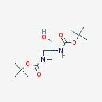 Structure of tert-butyl 3-((tert-butoxycarbonyl)amino)-3-(hydroxymethyl)azetidine-1-carboxylate