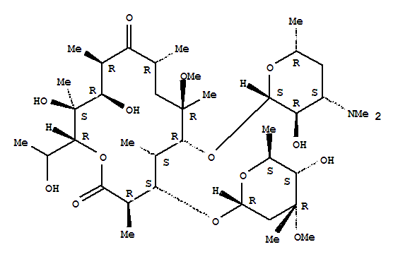 Structure of Erythromycin, 14-hydroxy-6-O-methyl-