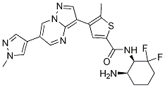 N-((1R,6R)-6-Amino-2,2-difluorocyclohexyl)-5-methyl-4-(6-(1-methyl-1H-pyrazol-4-yl)pyrazolo[1,5-a]pyrimidin-3-yl)thiophene-2-carboxamide结构式