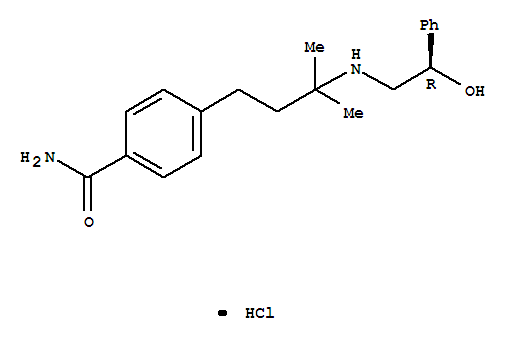 Structure of Benzamide,4-[3-[(2-hydroxy-2-phenylethyl)amino]-3-methylbutyl]-, monohydrochloride, (R)-