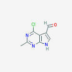 Chemical structure of 4-chloro-2-methyl-7h-pyrrolo[2,3-d]pyrimidine-5-carbaldehyde