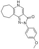 Structure of 5,6,7,8,9,10-HEXAHYDRO-2-(4-METHOXYPHENYL)CYCLOHEPTA[B]PYRAZOLO[3,4-D]PYRIDIN-3(2H)-ONE