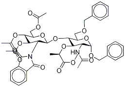 Benzyl 4-O-(2-(1,3-Dihydro-1,3-dioxo-2H-isoindol-2-yl)-2-deoxy-3,4,6-Tri-O-acetyl-?-D-glucopyranosl)-N-acetyl-?-D-muramic Acid Methyl Ester结构式