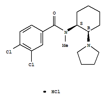 顺-(±)-3,4-二氯-N-甲基-N-[2-(1-吡咯烷基)环己基]苯酰胺盐酸盐结构式