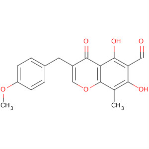 Structure of 4H-1-Benzopyran-6-carboxaldehyde,5,7-dihydroxy-3-[(4-methoxyphenyl)methyl]-8-methyl-4-oxo-