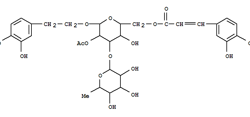 Structure of b-D-Glucopyranoside,2-(3,4-dihydroxyphenyl)ethyl 3-O-(6-deoxy-a-L-mannopyranosyl)-, 2-acetate6-[3-(3,4-dihydroxyphenyl)-2-propenoate], (E)-