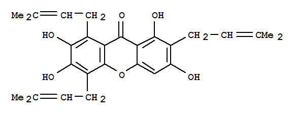 Structure of 9H-Xanthen-9-one,2,3,6,8-tetrahydroxy-1,4,7-tris(3-methyl-2-buten-1-yl)-