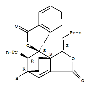 Structure of Spiro[3H-3a,6-ethanoisobenzofuran-4(1H),1'(3'H)-isobenzofuran]-1,3'-dione,3-butylidene-5,6,6',7'-tetrahydro-5-propyl-, [3aS-(3Z,3aa,4a,5a,6a)]-