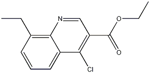 Structure of 3-quinolinecarboxylic acid, 4-chloro-8-ethyl-, ethyl ester