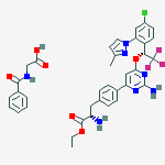 Structure of 4-[2-Amino-6-[(1R)-1-[4-chloro-2-(3-methyl-1H-pyrazol-1-yl)phenyl]-2,2,2-trifluoroethoxy]-4-pyrimidinyl]-L-phenylalanine ethyl ester N-benzoylglycine salt