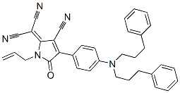 Structure of 2-[1-Allyl-4-[4-[N,N-bis(3-phenylpropyl)amino]phenyl]-3-cyano-5-oxo-1,5-dihydro-2H-pyrrol-2-ylidene]malononitrile