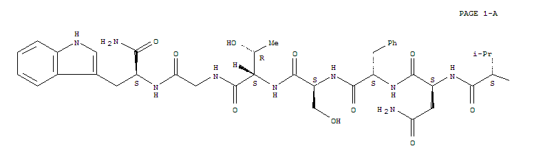 Structure of L-Tryptophanamide,5-oxo-L-prolyl-L-valyl-L-asparaginyl-L-phenylalanyl-L-seryl-L-threonylglycyl-