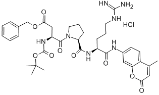 Structure of T-BUTYLOXYCARBONYL-[(2S)-2-AMINO-3-(BENZYLOXYCARBONYL)PROPIONYL]-L-PROLYL-L-ARGININE 4-METHYLCOUMARYL-7-AMIDE