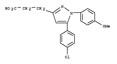 Structure of 1H-pyrazole-3-propanoic acid, 5-(4-chlorophenyl)-1-(4-methoxyphenyl)-