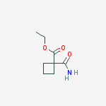 Structure of Cyclobutanecarboxylic acid, 1-(aminocarbonyl)-, ethyl ester