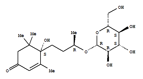 2-Cyclohexen-1-one,4-[3-(b-D-glucopyranosyloxy)butyl]-4-hydroxy-3,5,5-trimethyl-,[R-(R*,S*)]-结构式