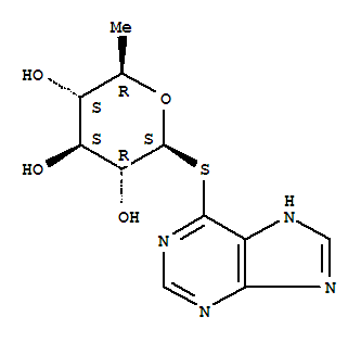 Structure of 6-purinyl 6-deoxy-1-thioglucopyranoside