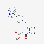 Structure of 1-((4-cyano-4-(pyridin-2-yl)piperidin-1-yl)methyl)-4-oxo-4H-quinolizine-3-carboxylic acid
