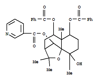 Structure of 3-Pyridinecarboxylicacid,5,6-bis(benzoyloxy)octahydro-9-hydroxy-2,2,5a,9-tetramethyl-2H-3,9a-methano-1-benzoxepin-10-ylester, [3R-(3a,5b,5aa,6a,9b,9aa,10R*)]-