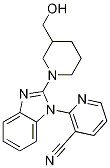 Structure of 2-[2-(3-HydroxyMethyl-piperidin-1-yl)-benzoiMidazol-1-yl]-nicotinonitrile, 98+% C19H19N5O, MW: 333.39