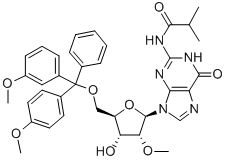 5-O-DMT-N2-异丁酰基-2-O-甲基鸟苷结构式