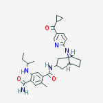 Structure of 1,4-Benzenedicarboxamide, N1-[(3-endo)-8-[5-(cyclopropylcarbonyl)-2-pyridinyl]-8-azabicyclo[3.2.1]oct-3-yl]-2-methyl-5-[[(1R)-1-methylpropyl]amino]-
