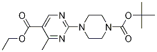 Chemical structure of Ethyl 2-(4-(tert-butoxycarbonyl)piperazin-1-yl)-4-methylpyrimidine-5-carboxylate
