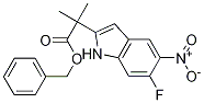 Structure of 1H-Indole-2-acetic acid, 6-fluoro-alpha,alpha-diMethyl-5-nitro-, phenylMethyl ester