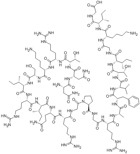 Structure of ASN-ASN-THR-ARG-LYS-SER-ILE-ARG-ILE-GLN-ARG-GLY-PRO-GLY-ARG-ALA-PHE-VAL-THR-ILE-GLY-LYS-ILE-GLY