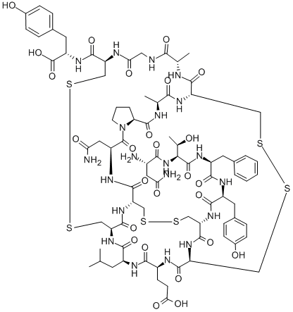 Structure of H-ASN-THR-PHE-TYR-CYS-CYS-GLU-LEU-CYS-CYS-ASN-PRO-ALA-CYS-ALA-GLY-CYS-TYR-OH